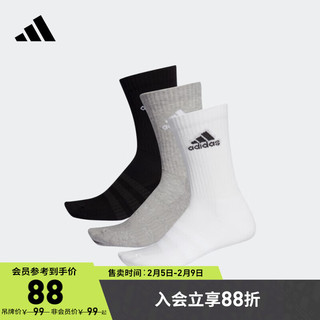 adidas 阿迪达斯 官方男女运动袜子DZ9355 中麻灰/白/黑色/白/黑色/白 M