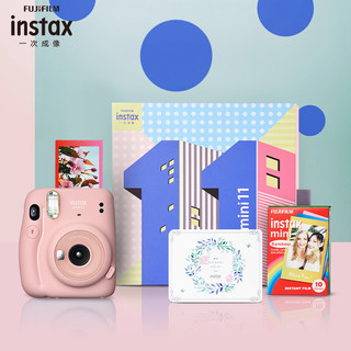 FUJIFILM 富士 instax立拍立得 一次成像相机 mini11精美礼盒 绯樱粉（含10张相纸）