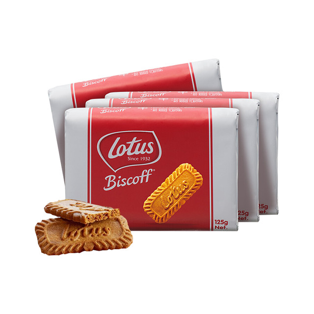 Lotus 和情 比利时进口Lotus和情酥性饼干焦糖味125g*4包咖啡下午茶伴侣点心