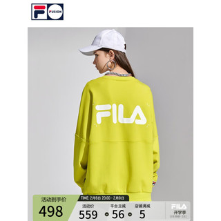 FILA 斐乐 中性FUSION系列官方情侣套头卫衣冬季拼接设计卫衣女商场同款 硫磺绿-YE 175/96A/L