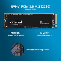 Crucial 英睿达 P3 4TB PCIe 3.0 3D NAND NVMe M.2 SSD，高达 3500MB/s - CT4000P3SSD8