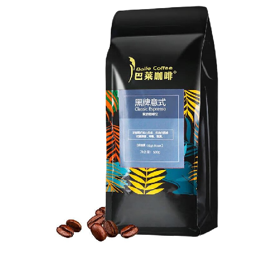 巴莱咖啡 非单一产地 重度烘焙 黑牌意式 烘焙咖啡豆 500g