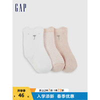 Gap 盖璞 新生婴儿春季款可爱短筒袜三双装731129 儿童装针织袜子 粉色条纹组合