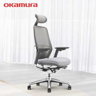 okamura 日本冈村Sagesse人体工学椅家用办公居家电脑椅 电竞椅 灰框黑色 加头枕加腰靠