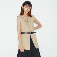 MOUSSY 摩西 夏季新品亚麻休闲西装宽松背心外套010EA230-6380