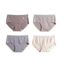 YOUKESHU 有棵树 女士三角内裤套装 YKS034 4条装(浅咖+浅灰+蓝灰+米白) XL