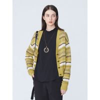 THEMSLAN 针织衫女装长袖拼色开衫毛织外套秋季上衣mslan MDCA01 黄油色 M