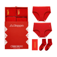 Kappa 卡帕 女士三角内裤袜子套装 KP8K10 4件装(内裤*2+袜子*2) 红色 XXL