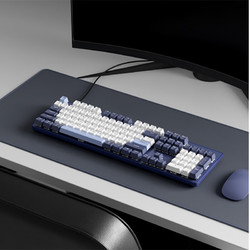 京东京造 JZ104 104键 有线机械键盘 蓝白色 J.ZAO 月影黄轴 单光