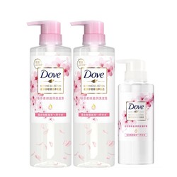 Dove 多芬 天然植萃樱花洗护洗发水470ml*2+护发素270ml 针对毛糙暗淡洗护发