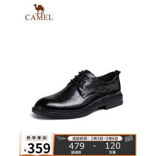 CAMEL 骆驼 德比轻便舒适商务正装男士皮鞋 GE12235360 黑色 42