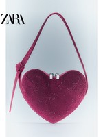 ZARA 春季新款 女包 玫红色亮光心形单肩包 6174110 612