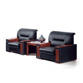 Kinhom 金海马 现代简约 办公沙发 黑色西皮沙发 休闲沙发 单人位 7690-HZ-15