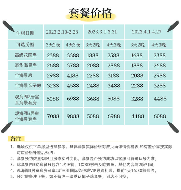 水上康乐设施丰富，还有4大泳池！三亚湾海居铂尔曼度假酒店 指定房型2-3晚套餐（含双早+特色正餐+水上乐园）