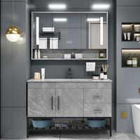 石墨花 岩板智能浴室柜组合现代简约卫生间洗漱台轻奢洗手池洗脸面盆镜柜