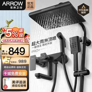 ARROW 箭牌锁具 箭牌（ARROW） 淋浴花洒套装黑色四功能自洁一键除垢