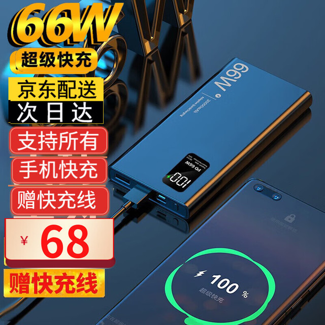 黑猫比特 旗舰版 移动电源 深蓝色 20000mAh 66W