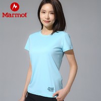 Marmot 土拨鼠 夏季户外运动防晒UPF50吸湿速干女短袖T恤