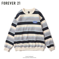 FOREVER 21 FOREVER21卫衣男士2022秋季新款条纹t恤宽松休闲情侣长袖打底衫