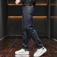 JSW//JEANS 真维斯旗下品牌牛仔裤男新款男士牛仔裤潮流贴布装饰弹力直筒男裤