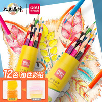 DL 得力工具 deli 得力 六角杆油性彩色铅笔 12色