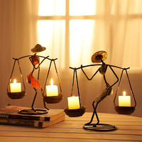 翻旧事 复古铁艺烛台蜡烛摆件欧式创意小金属烛光装饰桌浪漫晚餐布置道具