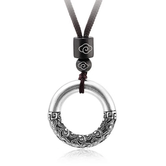 顺庆银楼 祥云平安扣足银吊坠 女款