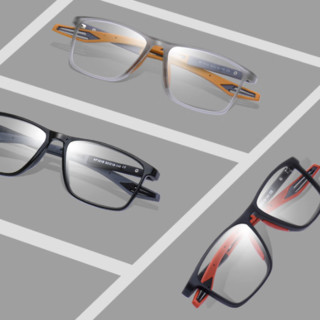 潮库 1019 灰橙色TR眼镜框+1.61折射率 防蓝光镜片