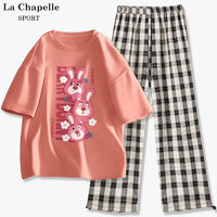 抖音超值购：La Chapelle 运动风套装女夏季2023新款小个子韩版阔腿裤两件套夏装J