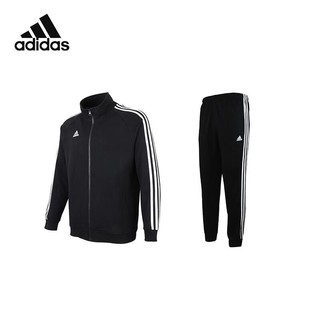 adidas 阿迪达斯 运动套装秋冬棉夹克运动裤两件套户外休闲运动服 黑/白