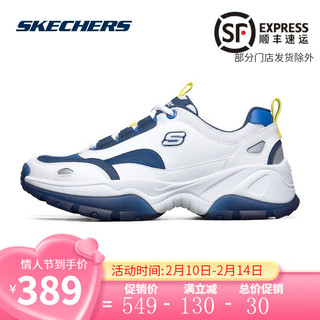 SKECHERS 斯凯奇 经典休闲鞋 男子运动鞋 时尚老爹鞋 熊猫鞋 888015/WBLY 白色/蓝色/黄色 42码 US9码