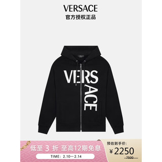 VERSACE 范思哲 奢侈品男装印花连帽长袖卫衣外套黑色L 情人节礼物