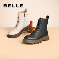 抖音超值购：BeLLE 百丽 马丁靴2022冬季新款英伦风系带加绒机车靴时尚百搭3L361DZ2