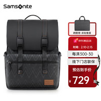 Samsonite 新秀麗 雙肩包男士電腦背包商務休閑通勤書包TT1 黑色|15.6英寸電腦|凈重0.9kg