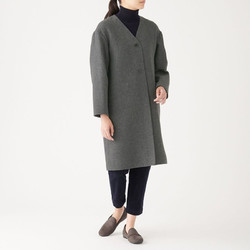 MUJI 無印良品 女士中长款大衣 W9AD225 深灰色 XL