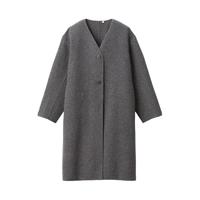 MUJI 無印良品 女士中长款大衣 W9AD225 深灰色 XL