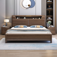 YOOMOO 优木良匠 新中式实木大床胡桃木1.8米双人床现代简约北欧储物高箱主卧婚床