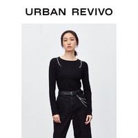 URBAN REVIVO UR女装圆领长袖厚假两件针织上衣T恤WJ45S9BN2000