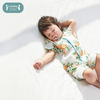 i-babyibaby儿童睡衣婴儿短袖连体衣恒温春夏宝宝纱布家居服薄夏季 果冻甜橙 66cm