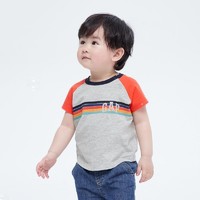 Gap 盖璞 新生婴儿LOGO洋气条纹短袖T恤702838 夏季儿童装可爱上衣童