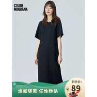 COLORMIKIBANA MIKIBANA 米可芭娜科技感金属链条设计感小众露背t恤连衣裙夏新款 Z12 黑 M
