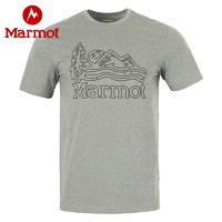 Marmot 土拨鼠 22新款Marmot土拨鼠夏季城市户外运动透气吸湿速干男短袖T恤23011