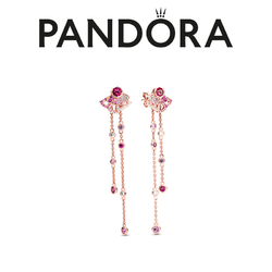 PANDORA 潘多拉 925银耳饰 气质镶嵌精致粉色扇子耳坠  288190C01