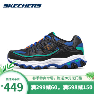 SKECHERS 斯凯奇 男子休闲运动鞋 666147/BKBL 黑色/蓝色 42