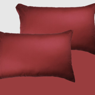 turqua 时光居品 缎纹纯棉枕套 玛雅红 48*74cm 一对装