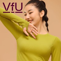 抖音超值购：VFU 一体织带胸垫瑜伽服长袖健身运动上衣女跑步健身衣秋季65014