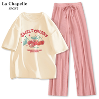 抖音超值购：La Chapelle 休闲运动套装女夏2023新款初中学生早春t恤运动服两件套J
