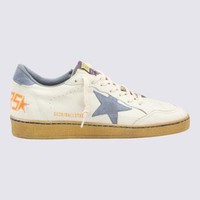 GOLDEN GOOSE WHITE AND BLUE LEATHER BALLSTAR SNEAKERS
