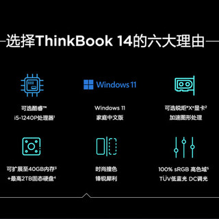 ThinkPad 思考本 ThinkBook 14 14英寸笔记本电脑（i5-1240P、16GB、512GB）