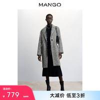 MANGO女装外套2022秋冬新款潮流时尚翻领V领直纹裁长袖大衣